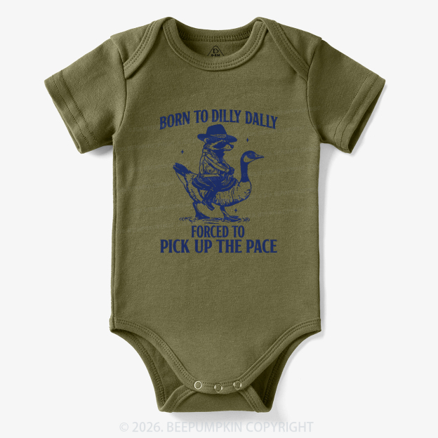 Born To Dilly Dally Retro Racoon Goose Bodysuit