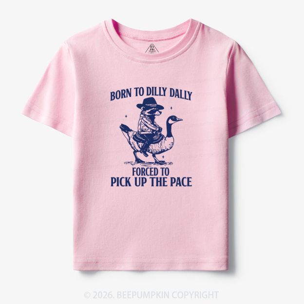 Born To Dilly Dally Retro Racoon Goose Toddler&Kid's Tees