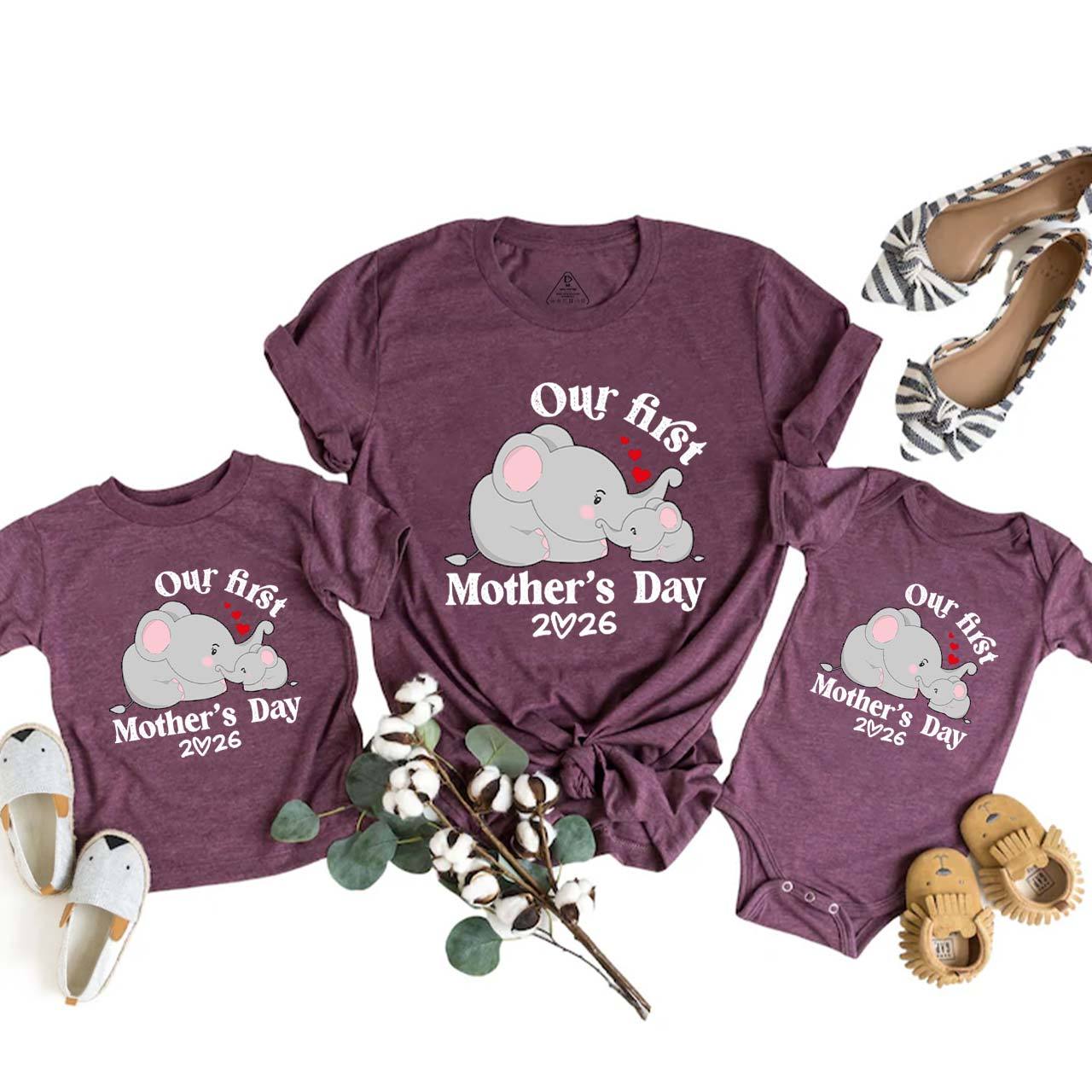 Our First Mothers Day Elephant Mom&Me Matching T-Shirts