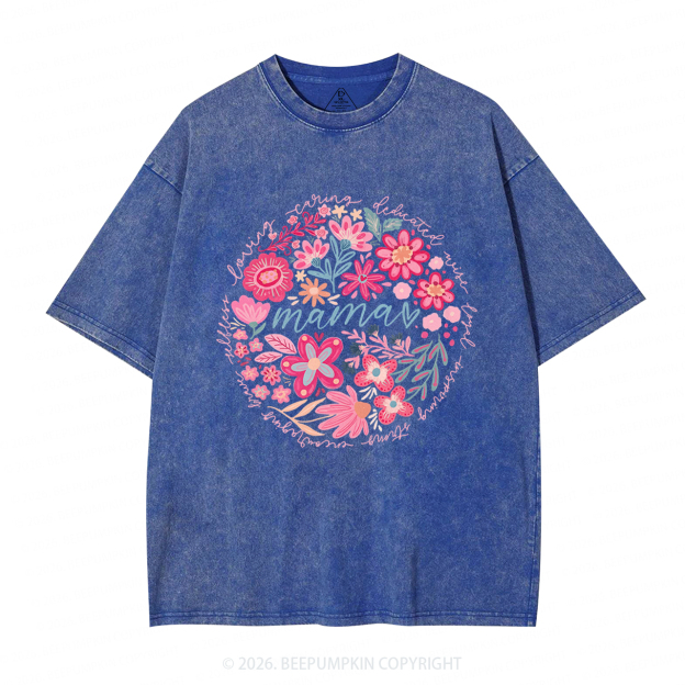 Boho Floral Spring Adult Washed T-Shirts