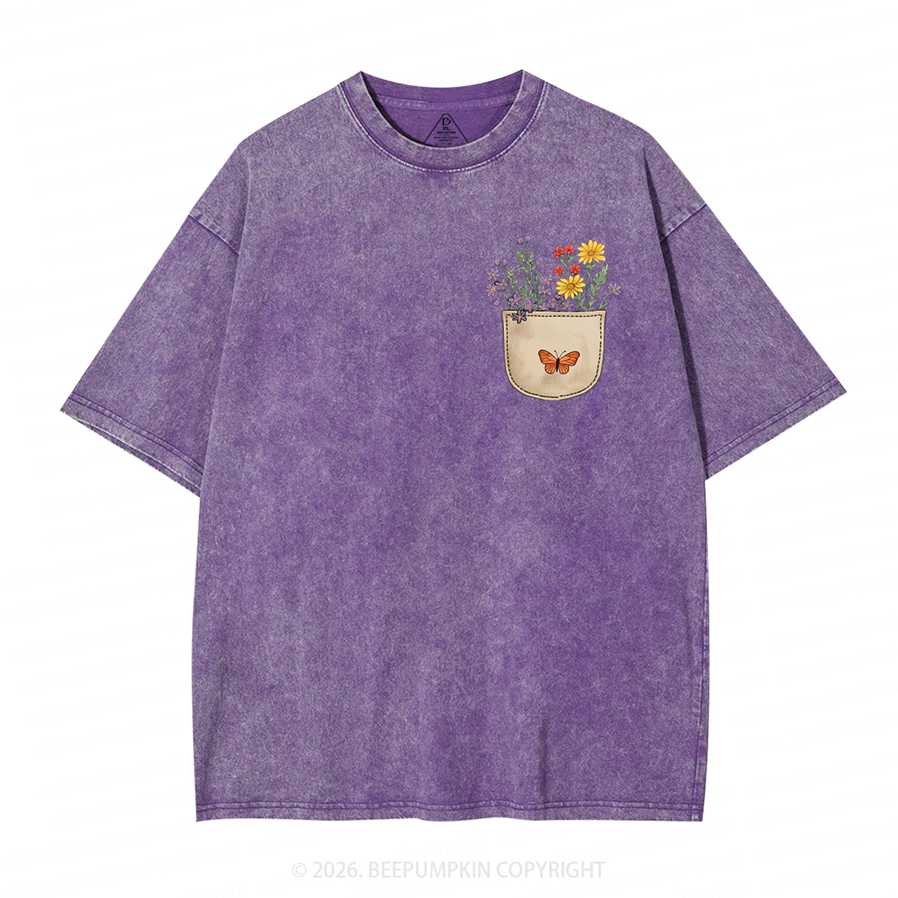 Wild Flowers Pocket Adult Washed T-Shirts