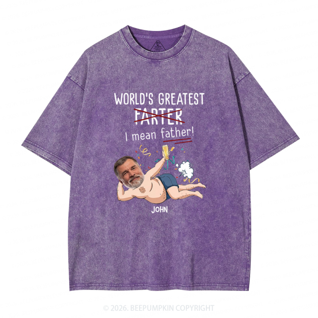 Personalized Photo Gift World's Greatest Farter Washed T-Shirts