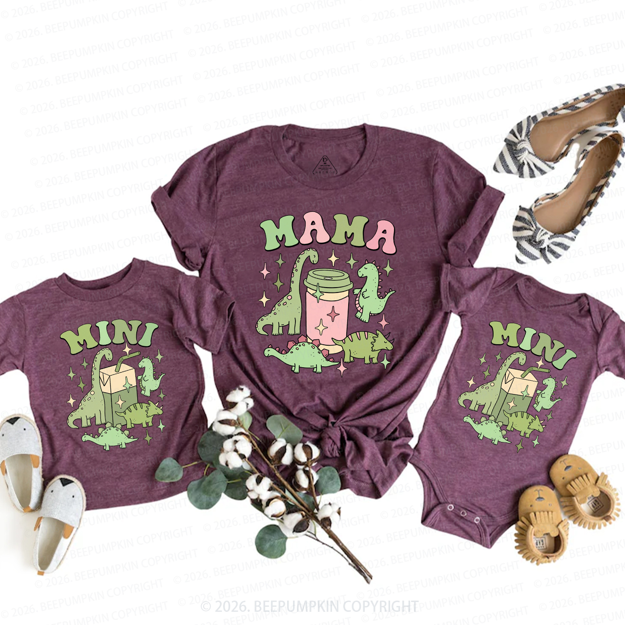 Dinosaur Mama Mini Mom&Me Matching T-Shirts