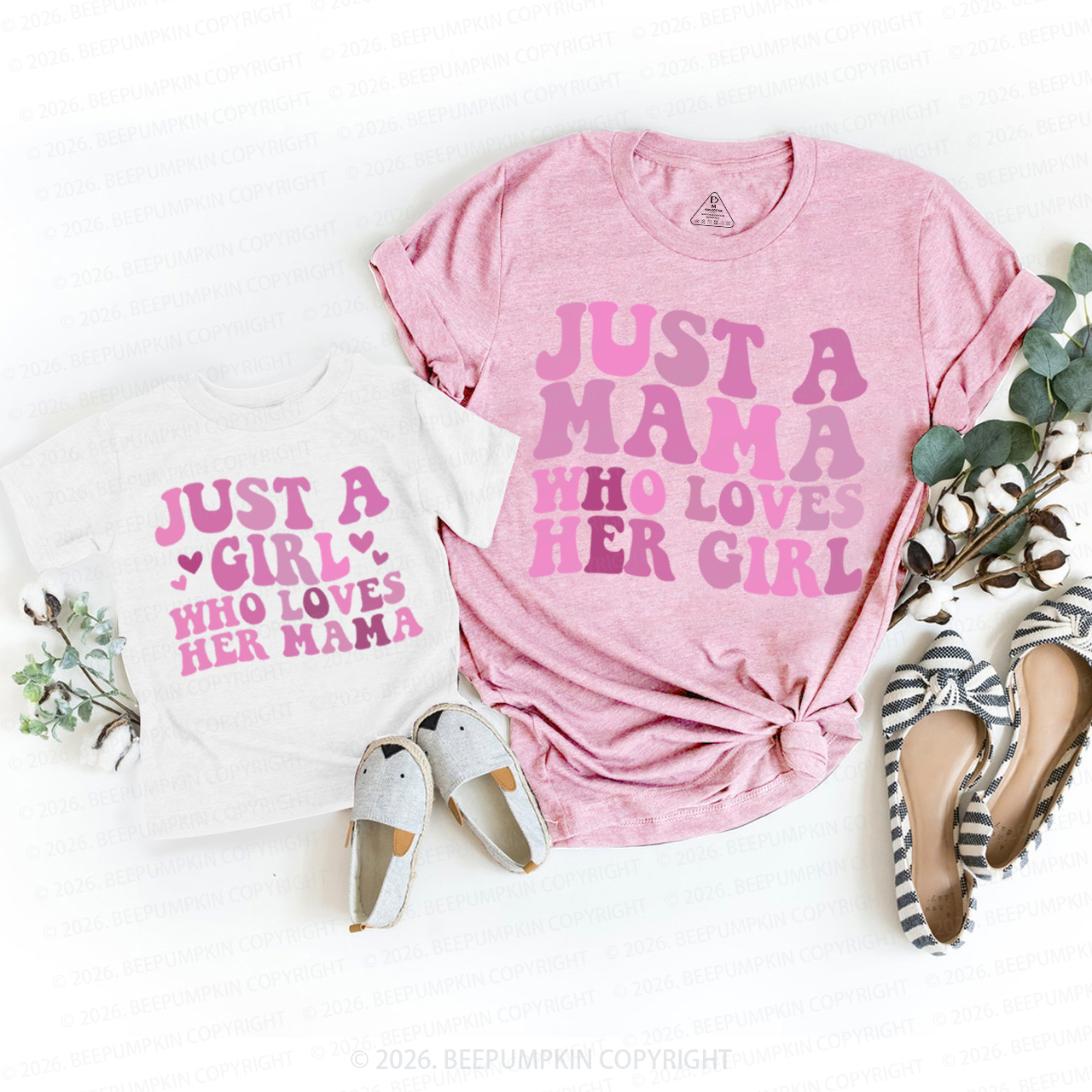 Just a Mama Who Loves Her Girl Mom&Me Matching T-Shirts