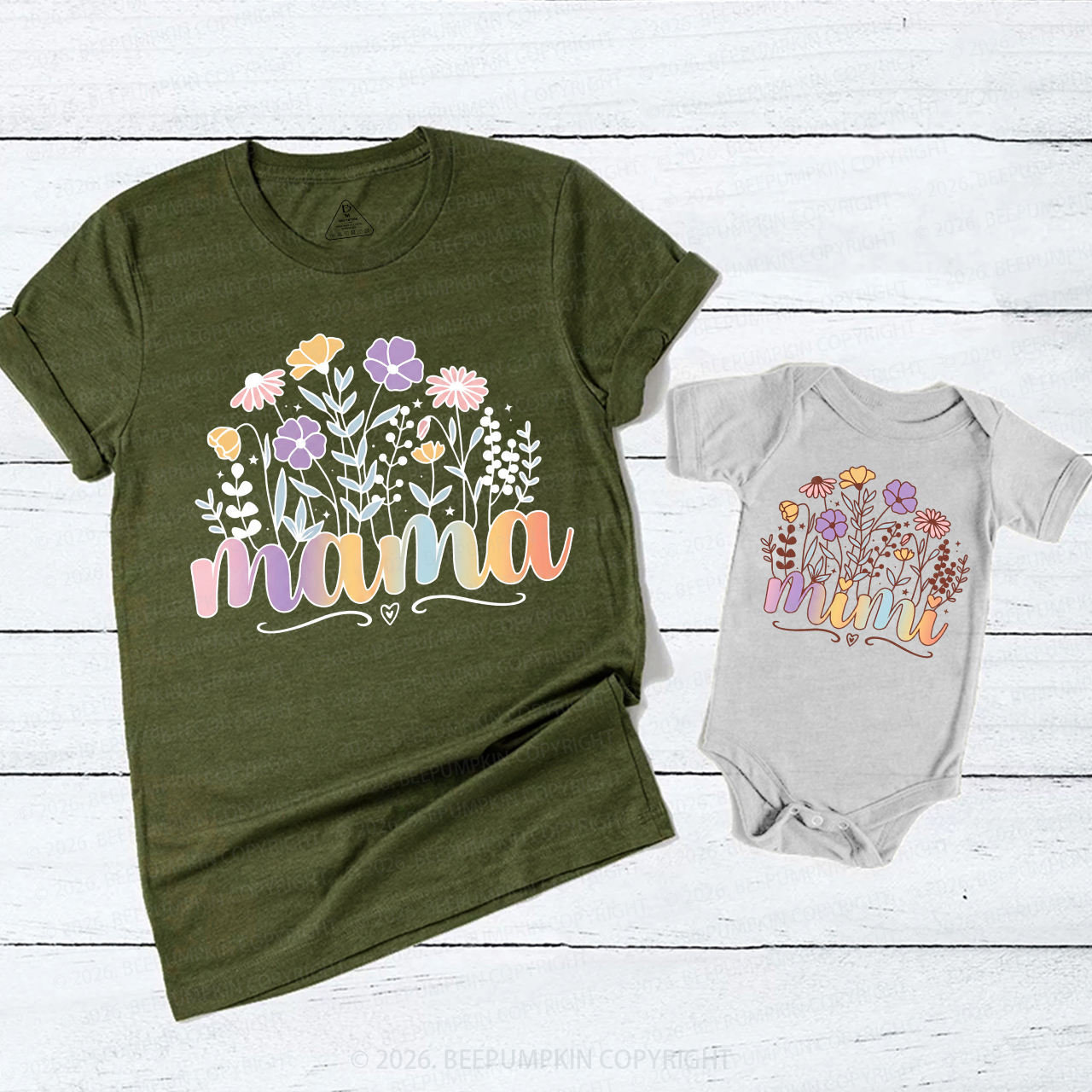 Boho Spring Flower Mom&Me Matching T-Shirts