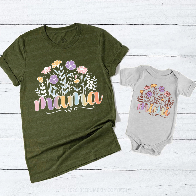 Boho Spring Flower Mom&Me Matching T-Shirts