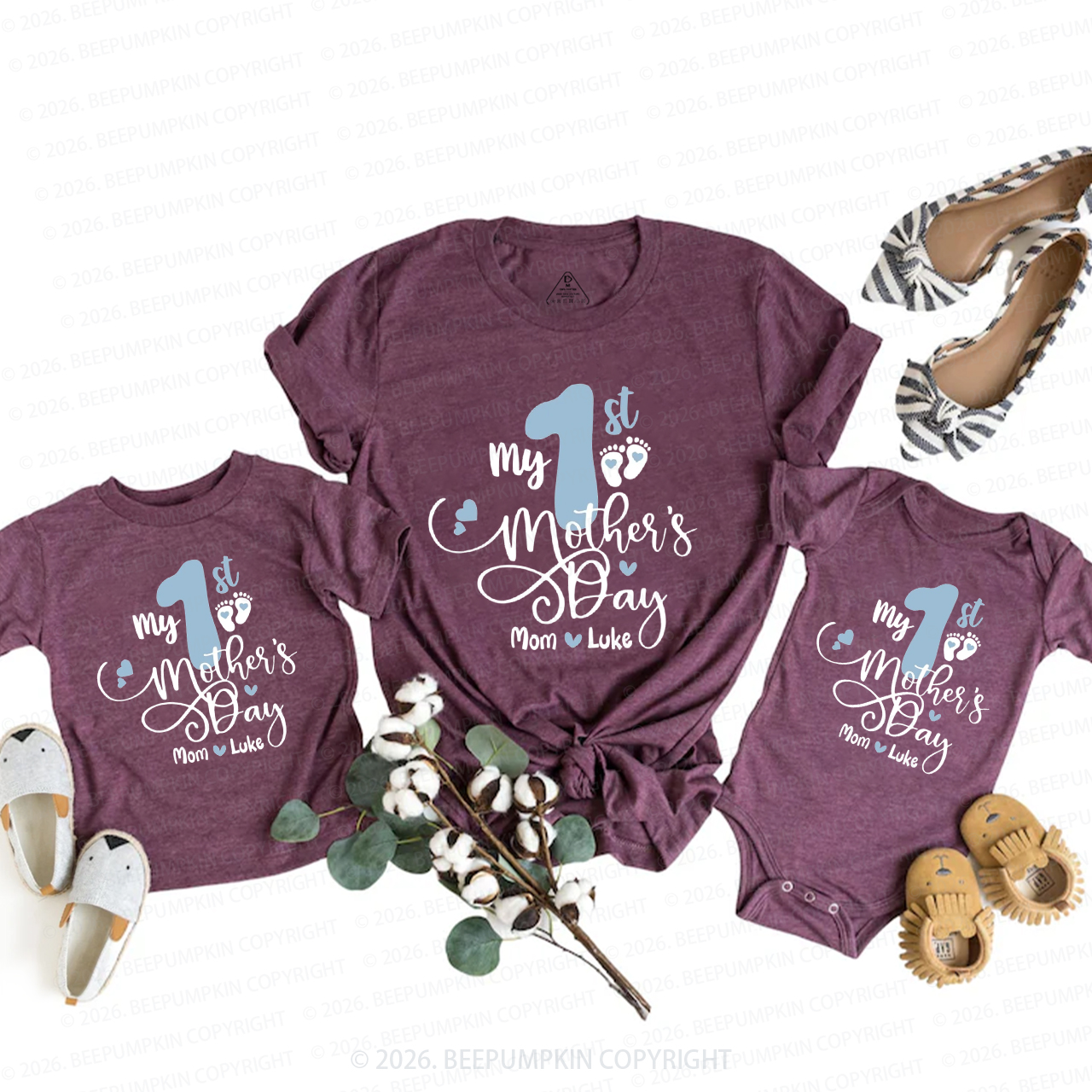 Personalized First Mother's Day New Mommy & Newborn Mom&Me Matching T-Shirts