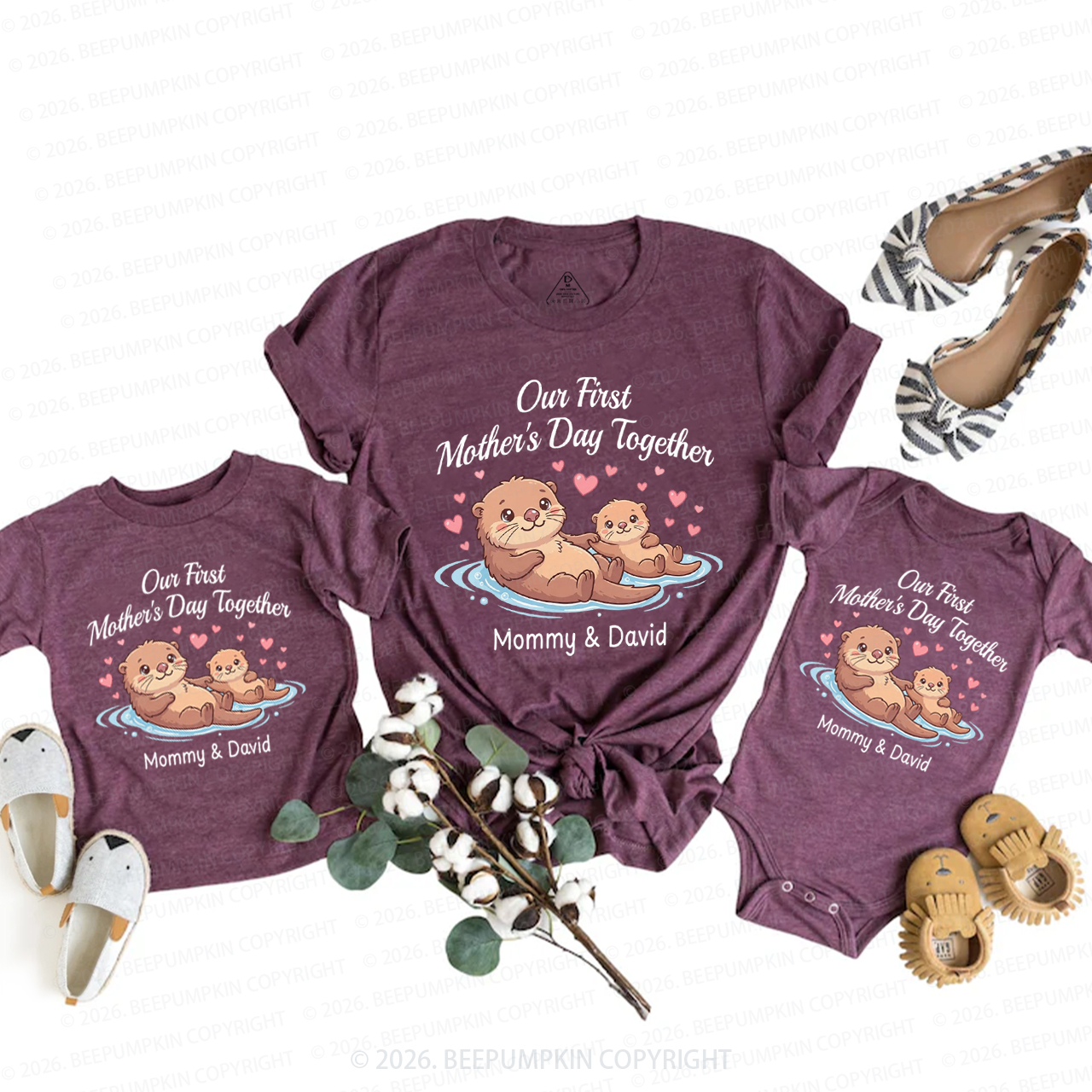 Personalized Our First Mother’s Day Otter Mom&Me Matching T-Shirts