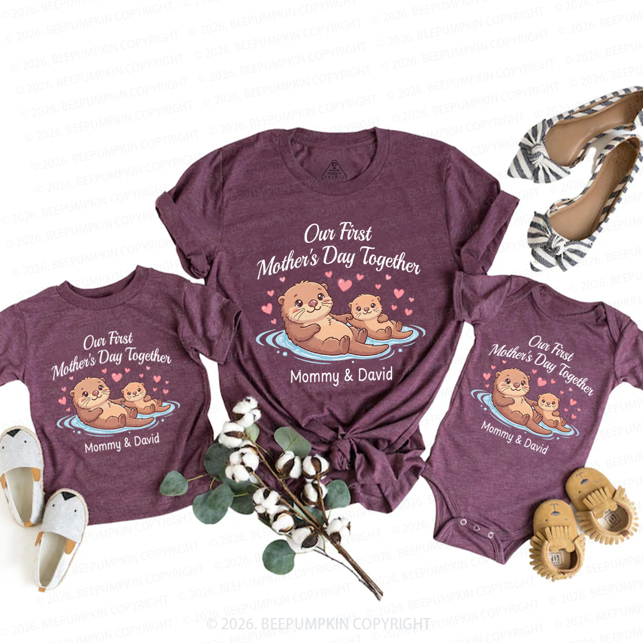 Personalized Our First Mother’s Day Otter Mom&Me Matching T-Shirts