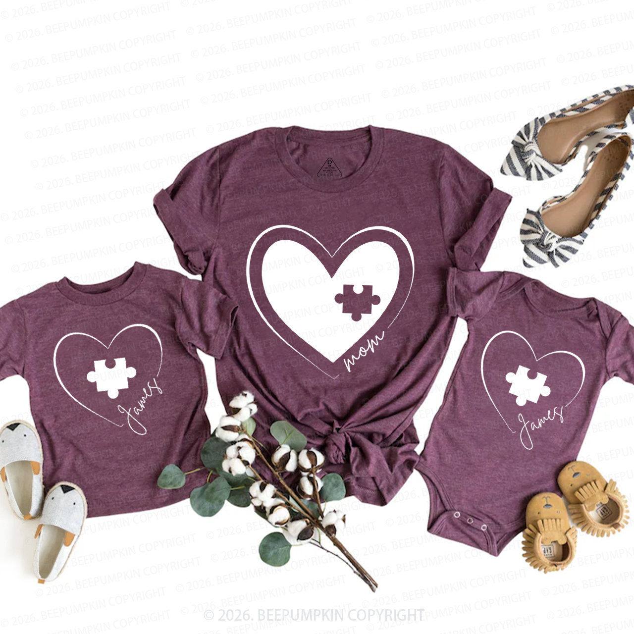 Heart Puzzle and Missing Piece Mom&Me Matching T-Shirts