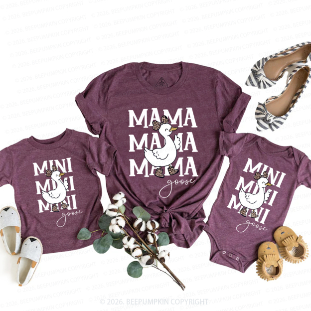 Mama Mini Goose Leopard Bow Mom&Me Matching T-Shirts
