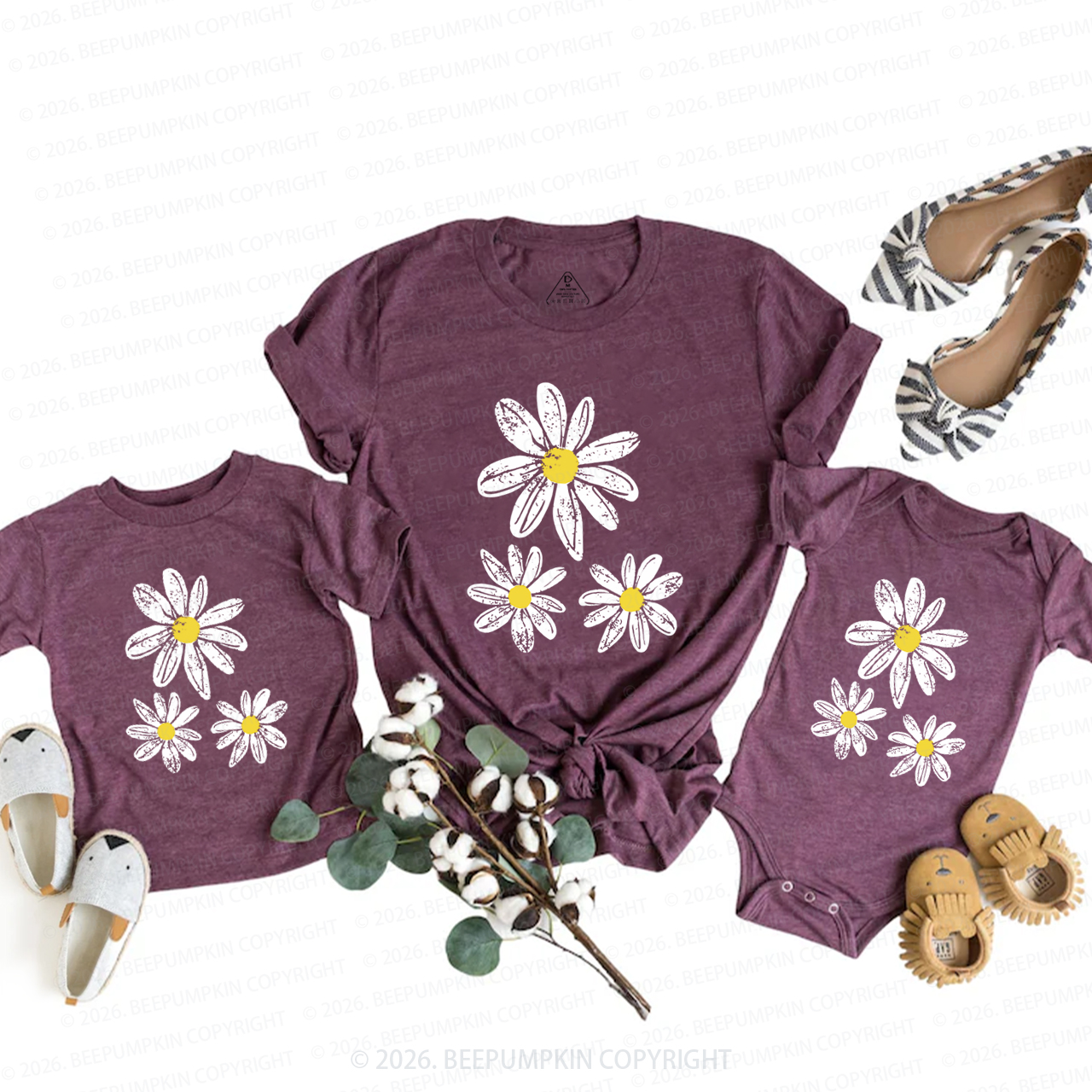 Daisy Boho Floral Mom&Me Matching T-Shirts