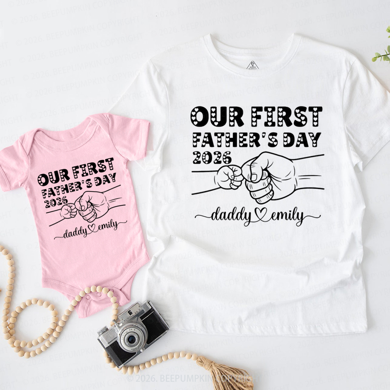 Personalized Cute Our First Fathers Day Dad&Me Matching Shirts