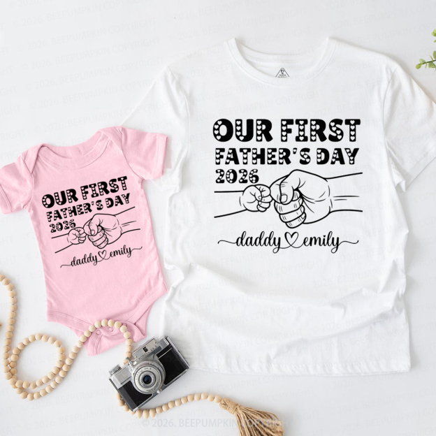 Personalized Cute Our First Fathers Day Dad&Me Matching Shirts