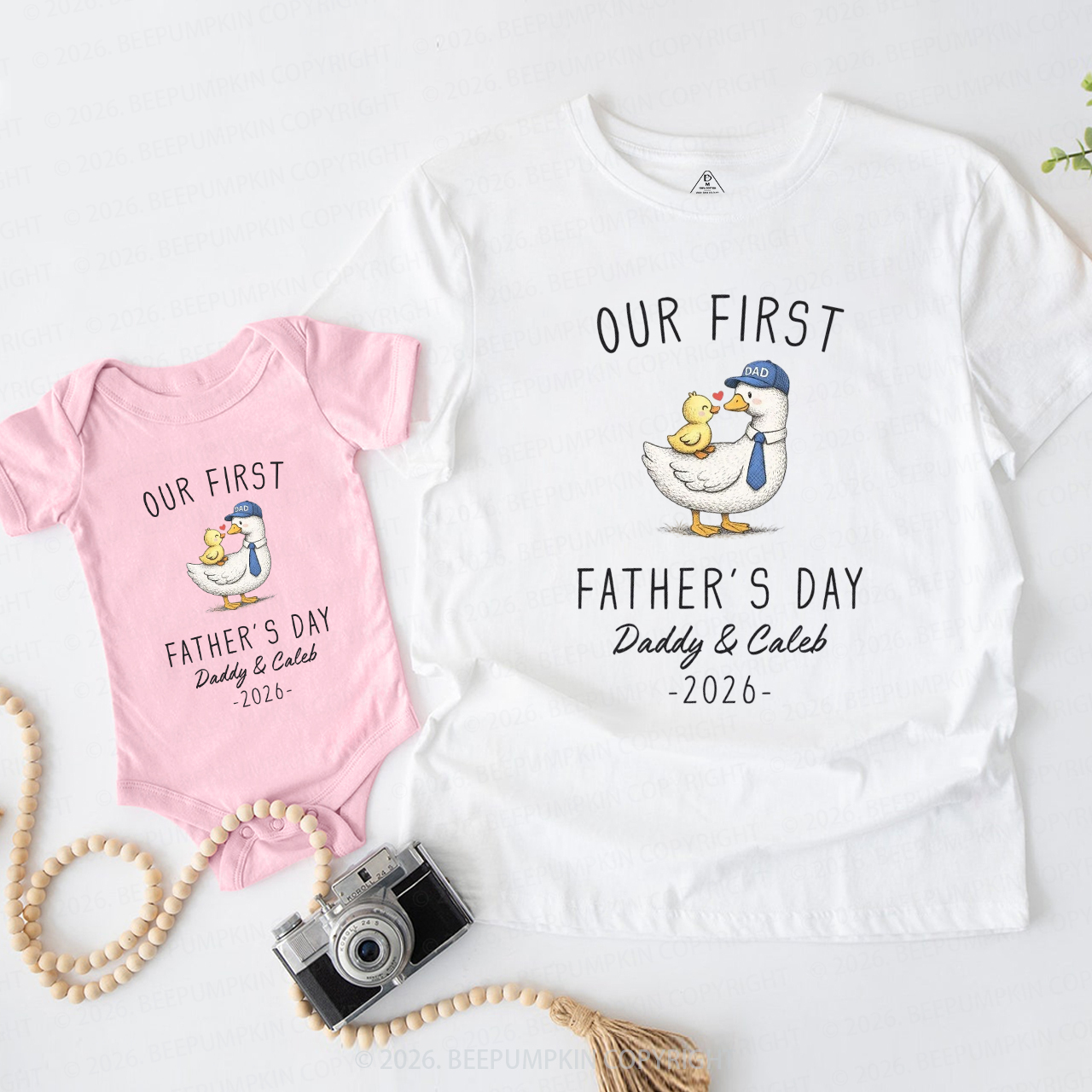 Personalized Our First Fathers Day Goose Dad&Me Matching Shirts
