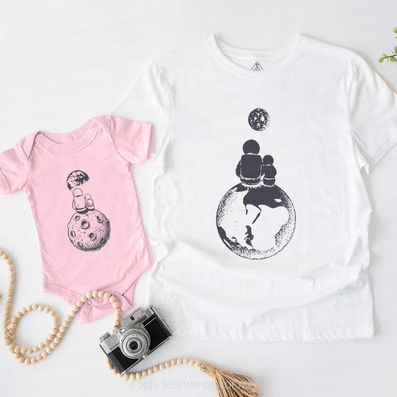 Moon and Astronaut Space Dad&Me Matching Shirts