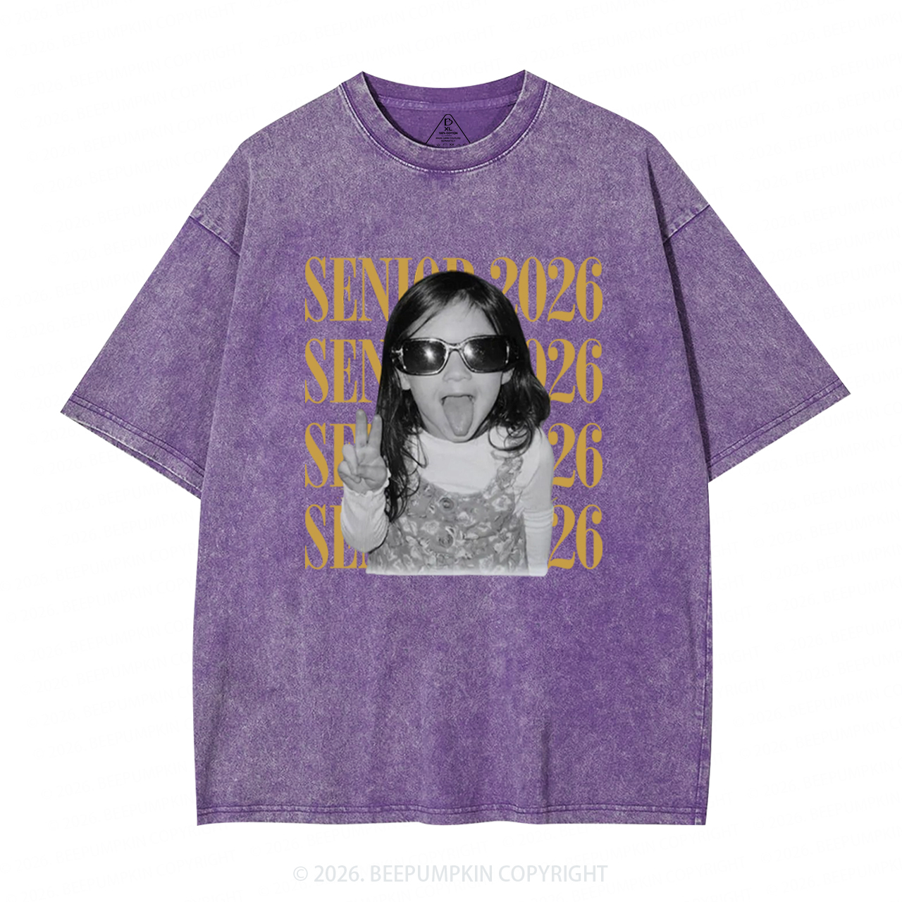 Personalized Vintage Photo And Year Senior Adult Washed T-Shirts