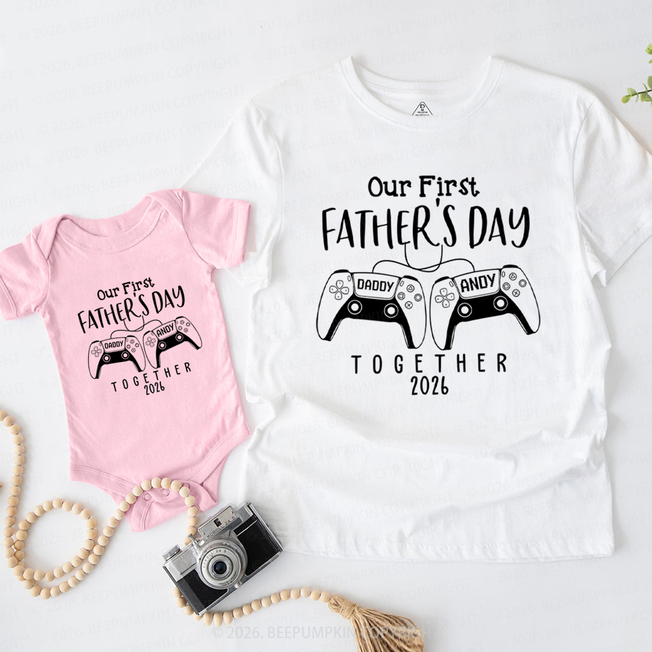Personalized Gamer First Father's Day Dad&Me Matching Shirts