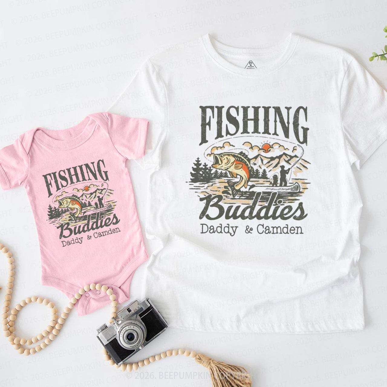 Personalized Fishing Buddies Father's Day Dad&Me Matching Shirts