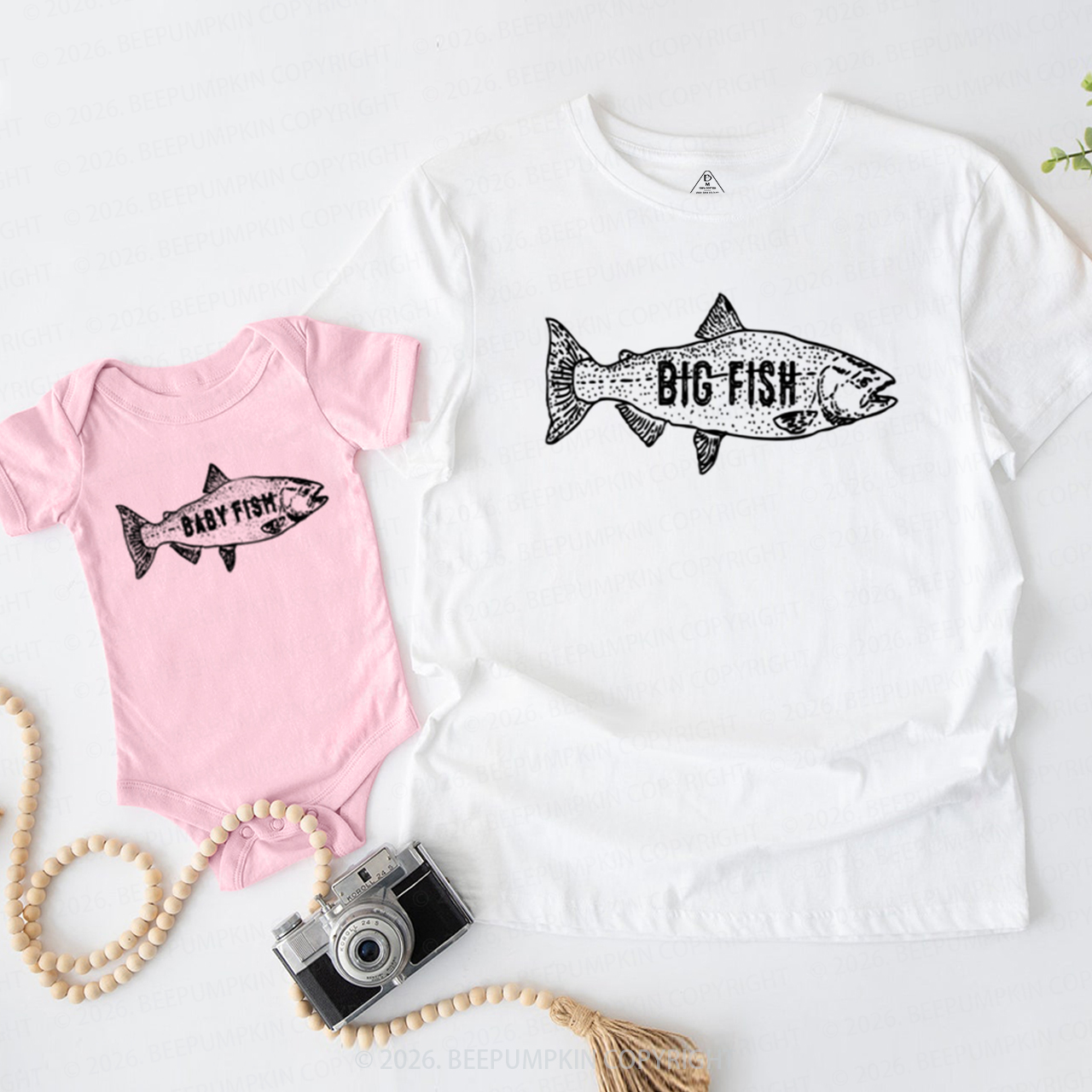 Big Fish Little Fish Fishing Buddies Dad&Me Matching Shirts