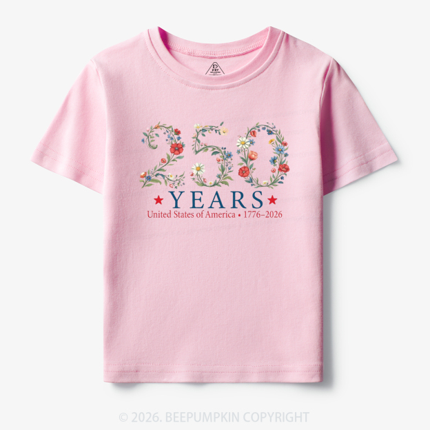 USA 250th Anniversary Floral Toddler&Kid's Tees