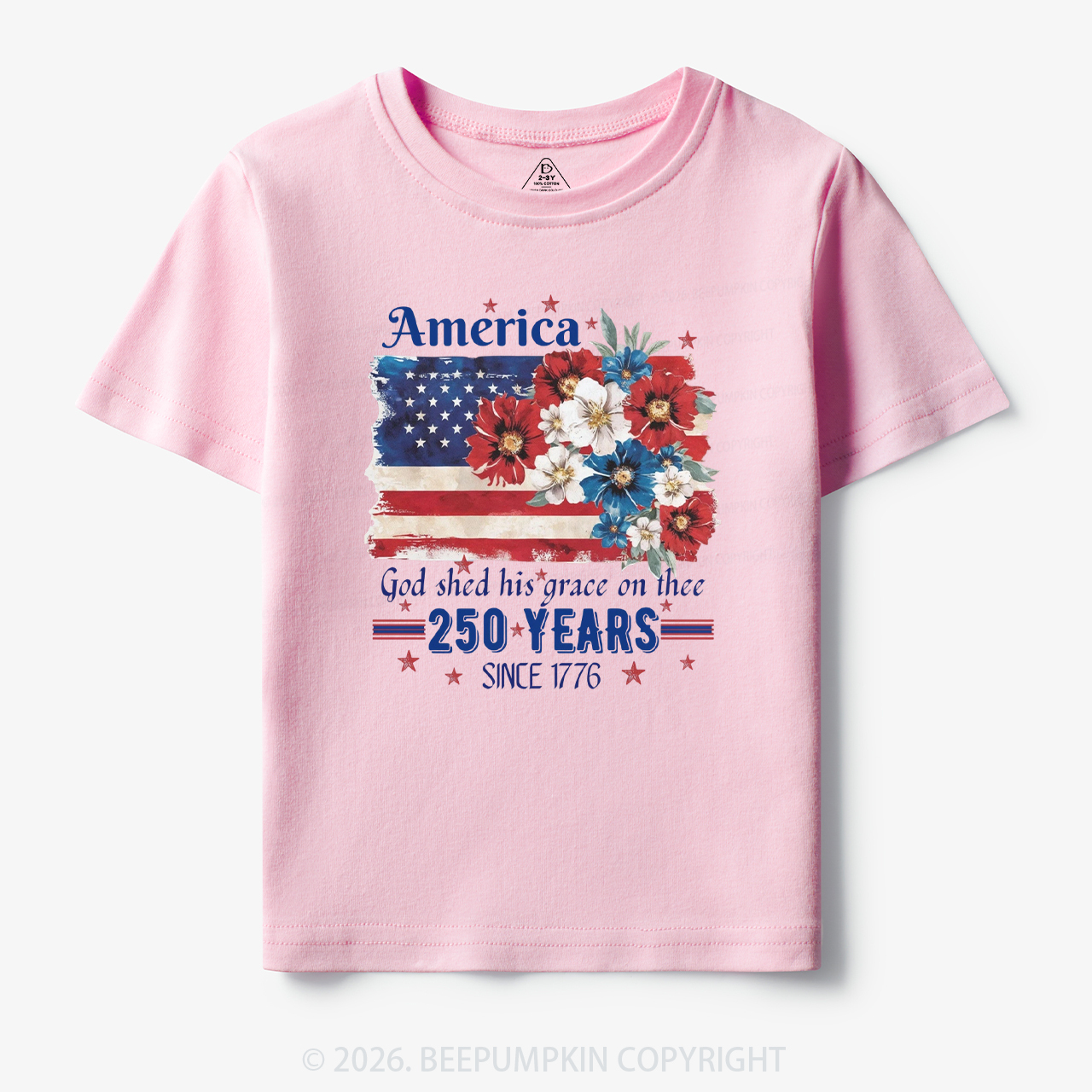 America 250 Years Flag Floral Toddler&Kid's Tees