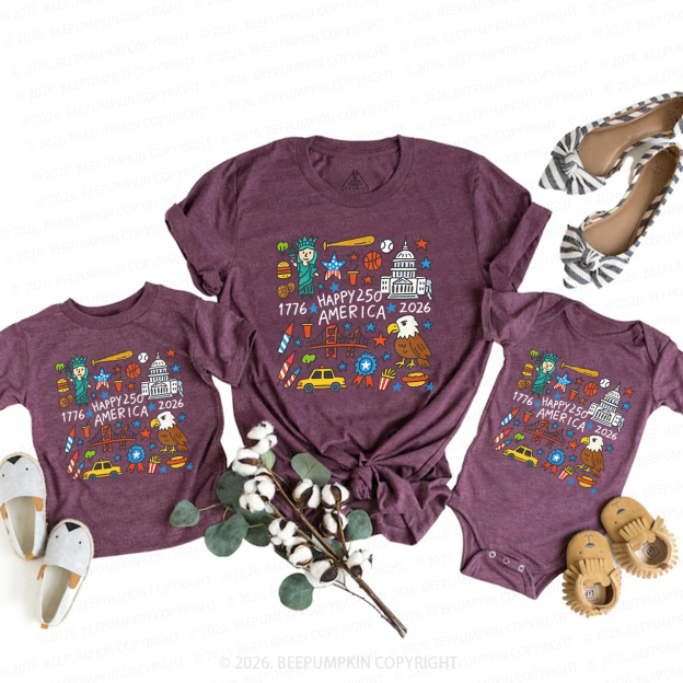America 250th Anniversary Mom&Me Matching T-Shirts