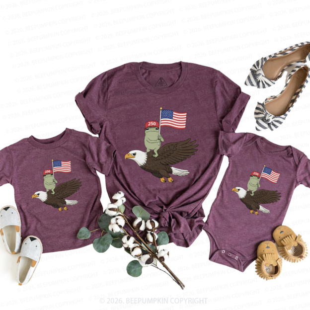 Americas 250th Birthday Funny Frog Mom&Me Matching T-Shirts