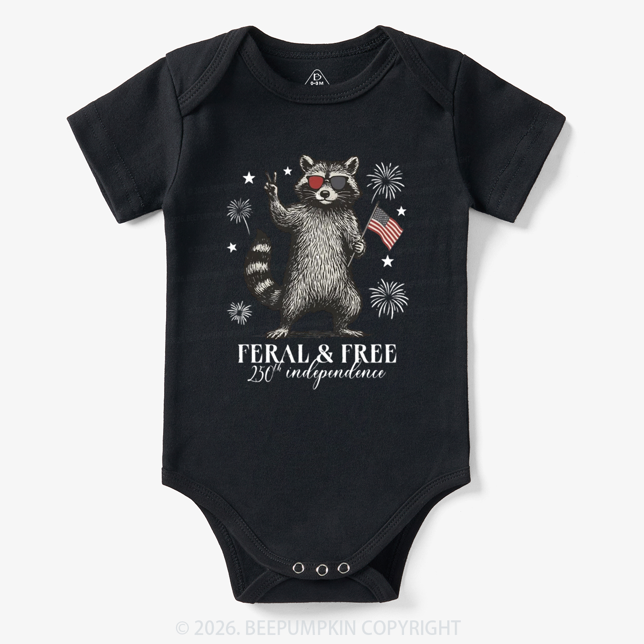 Feral but Free Patriotic Raccoon America 250th Bodysuit