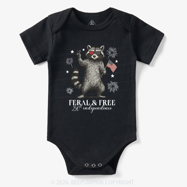 Feral but Free Patriotic Raccoon America 250th Bodysuit