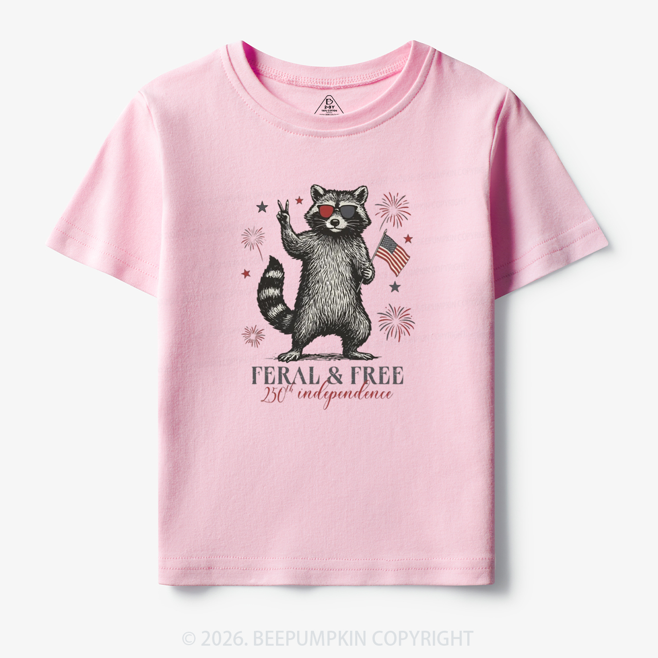 Feral but Free Patriotic Raccoon America 250th Toddler&Kid's Tees