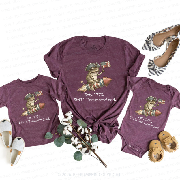 Est 1776 Funny Frog  American 250th Anniversary Mom&Me Matching T-Shirts