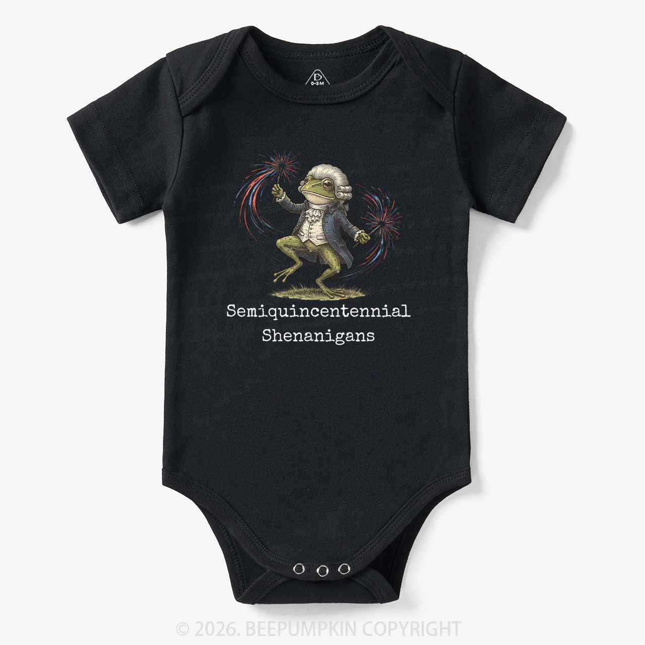 American 250th Anniversary Funny Frog Retro Bodysuit