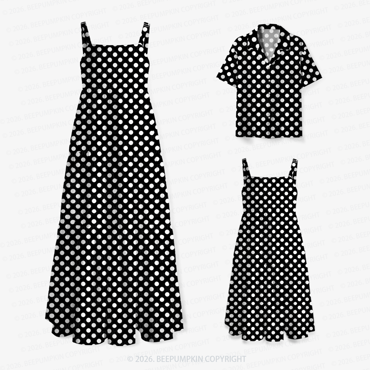 Timeless Spot Adventure Mom&Kids Summer Matching All-Over Print Outfits