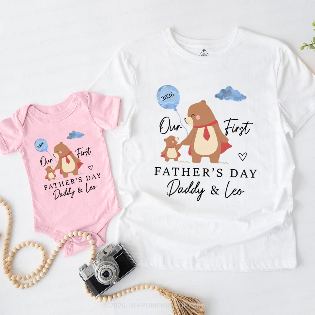 Personalized First Father's Day Bear Dad&Me Matching Shirts