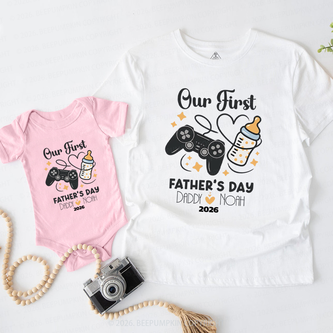 Personalized Gamer First Father's Day Dad&Me Matching Shirts