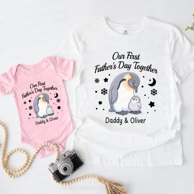 Personalized Penguin Our First Father's Day Together Dad&Me Matching Shirts