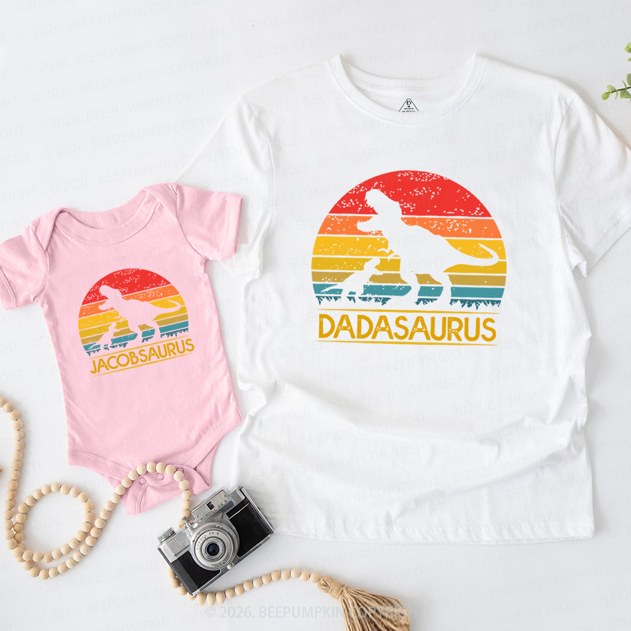 Personalized T-Rex Dinosaur Dad&Me Matching Shirts