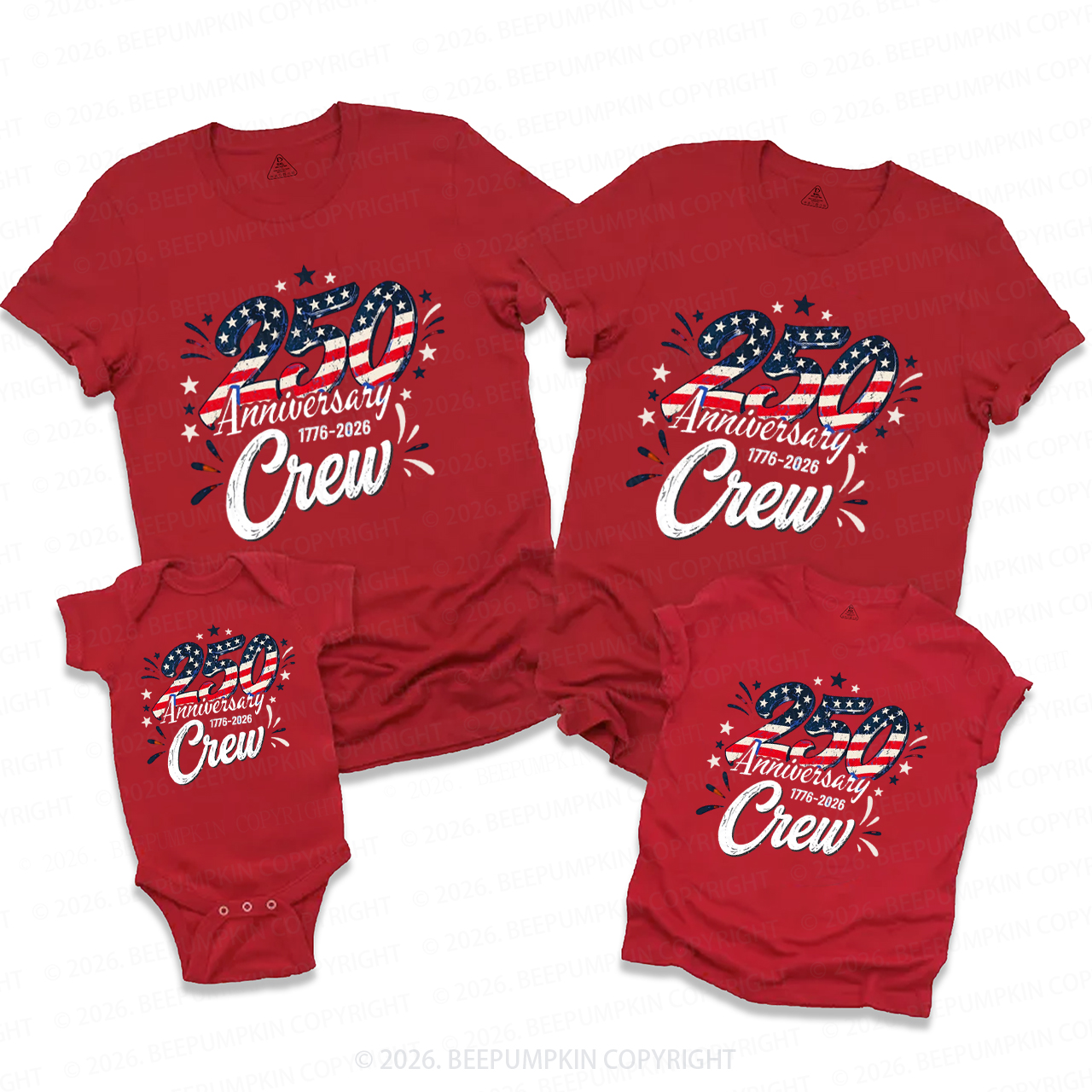 America 250th Independence Day Crew Family Matching Shirts