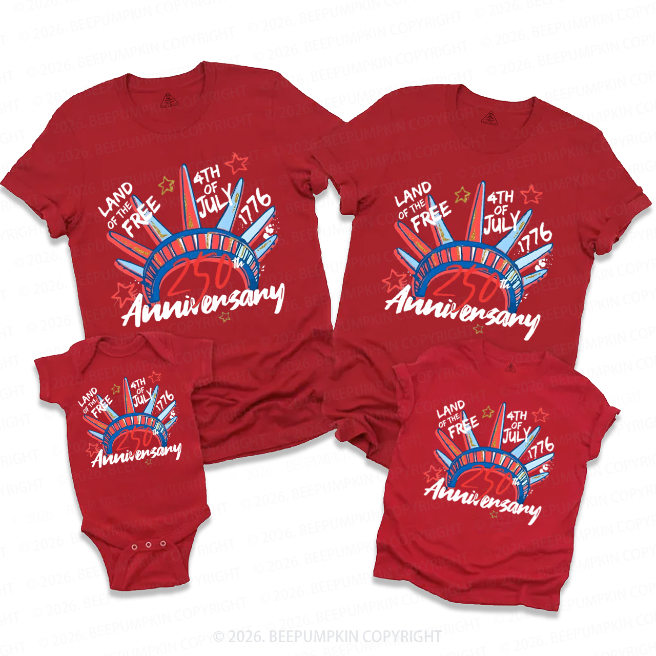 4th of July USA 250th Anniversary Family Matching Shirts