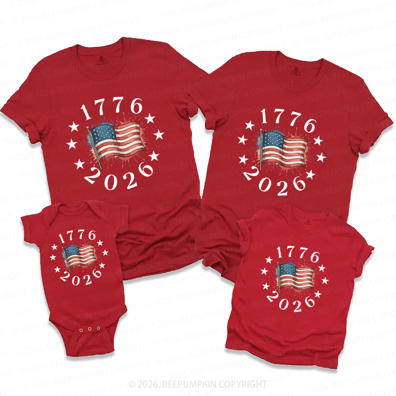USA 250th Anniversary Patriotic 4th of July Family Matching Shirts