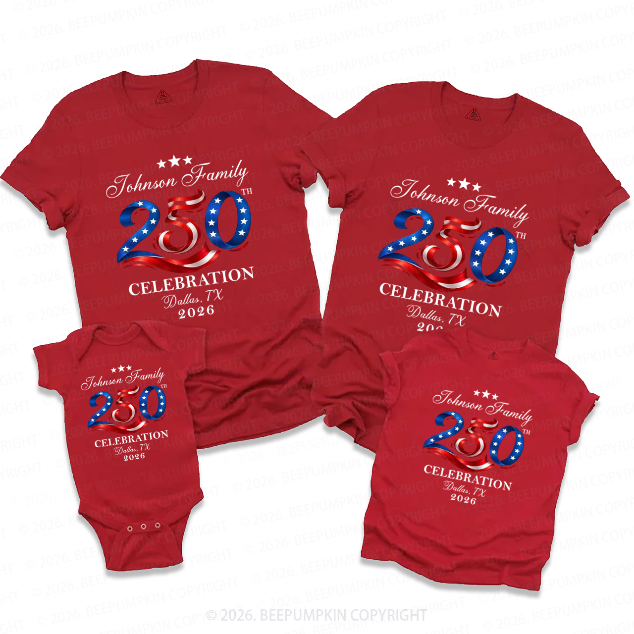 Personalized America 250 4th July Family Matching Shirts
