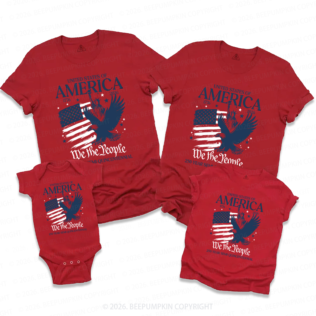 America 250 Patriotic Eagle USA Family Matching Shirts