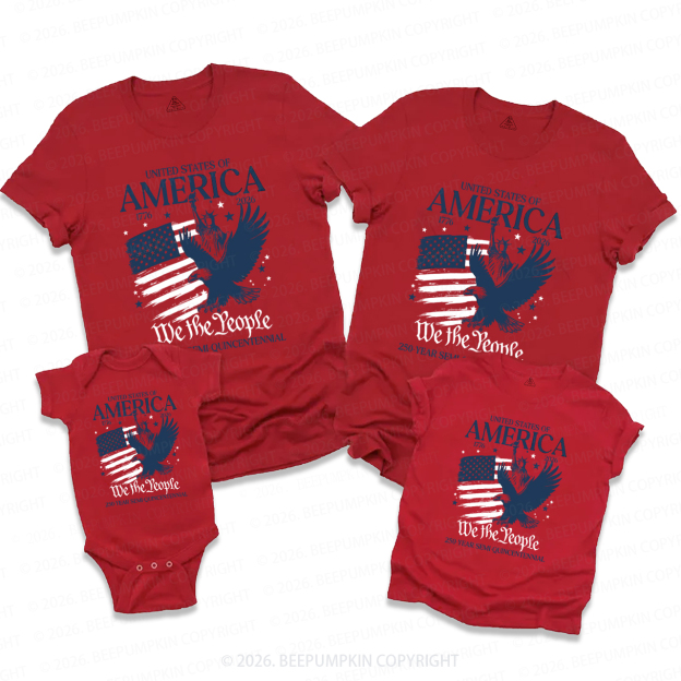 America 250 Patriotic Eagle USA Family Matching Shirts