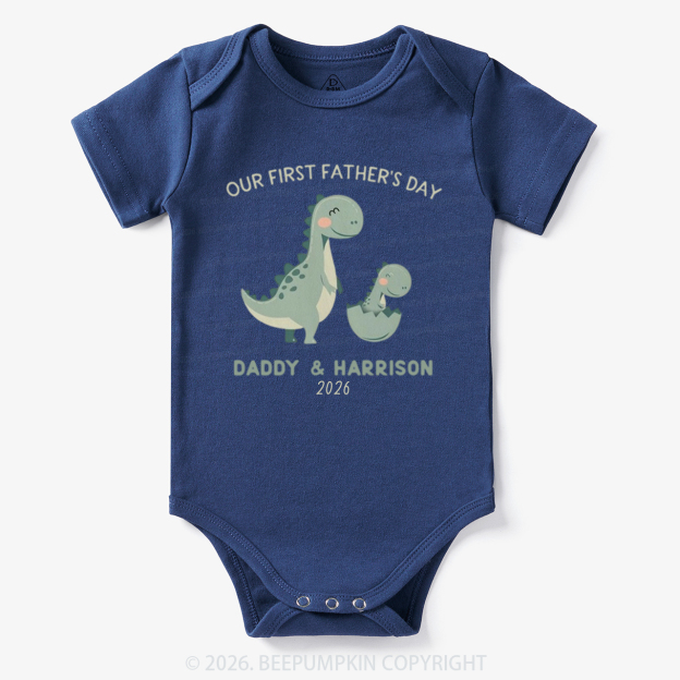 Personalized Dinosaur First Father's Day 2026 Cute Bodysuit