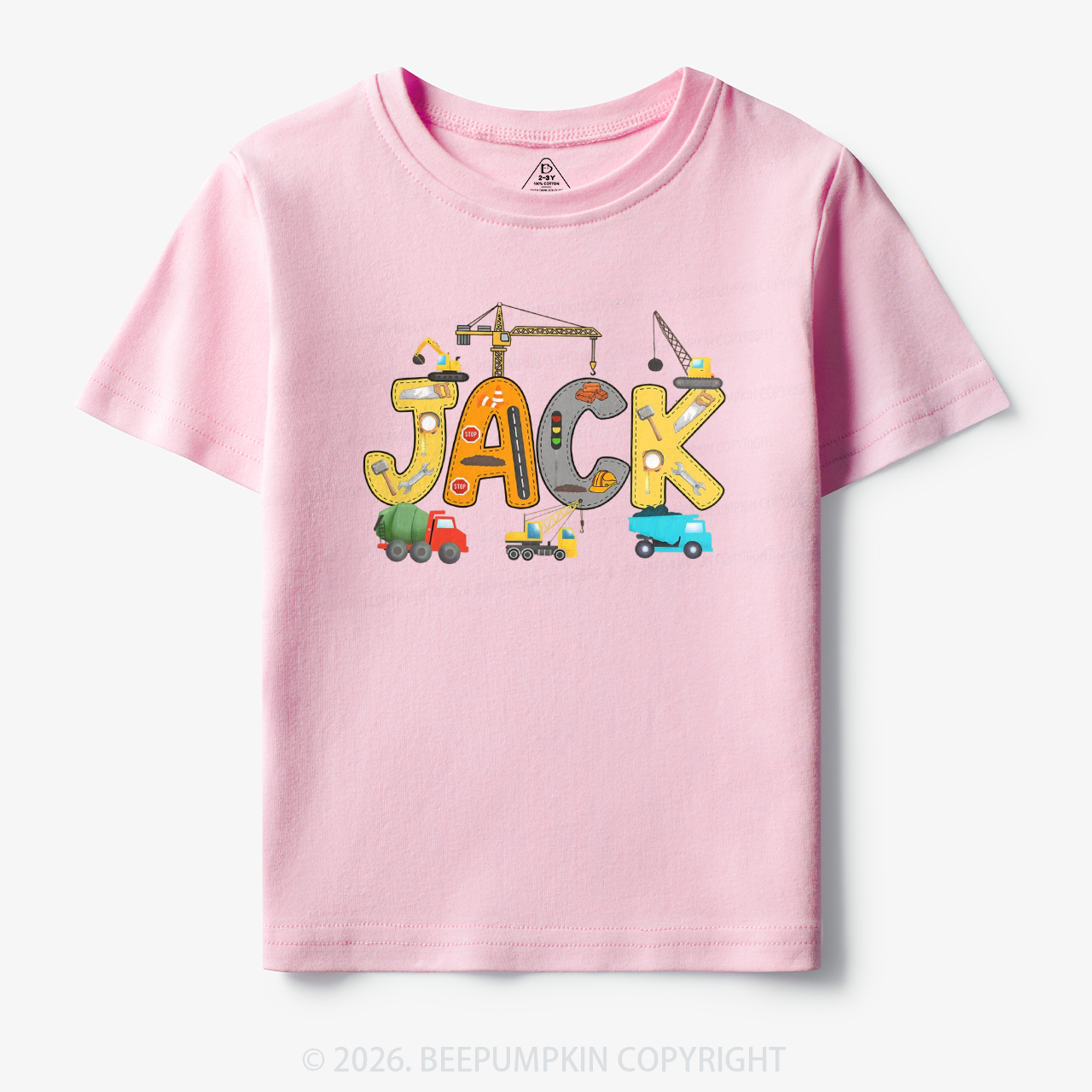 Personalized Name Construction Trucks Toddler&Kid's Tees