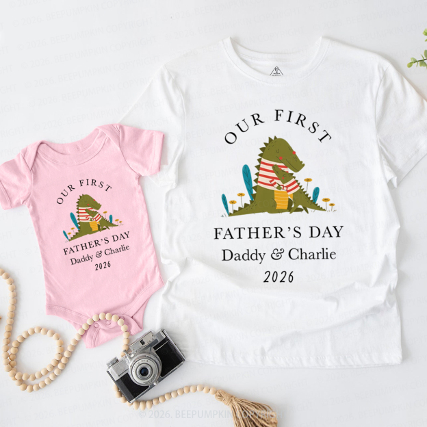Personalized Cute Dinosaur Our First Father’s Day Dad&Me Matching Shirts