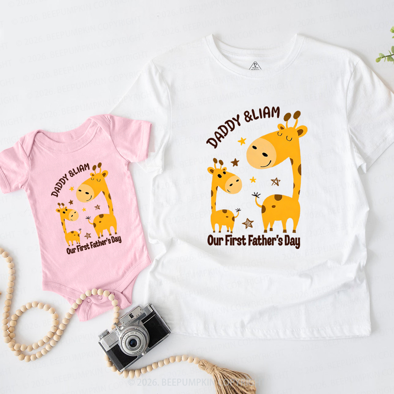 Personalized Giraffe Our First Father’s Day Dad&Me Matching Shirts