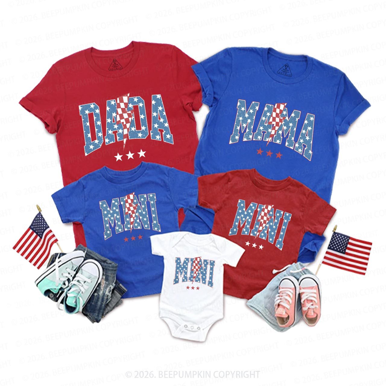 Mama Dada Mini 4th of July Family Matching Shirts
