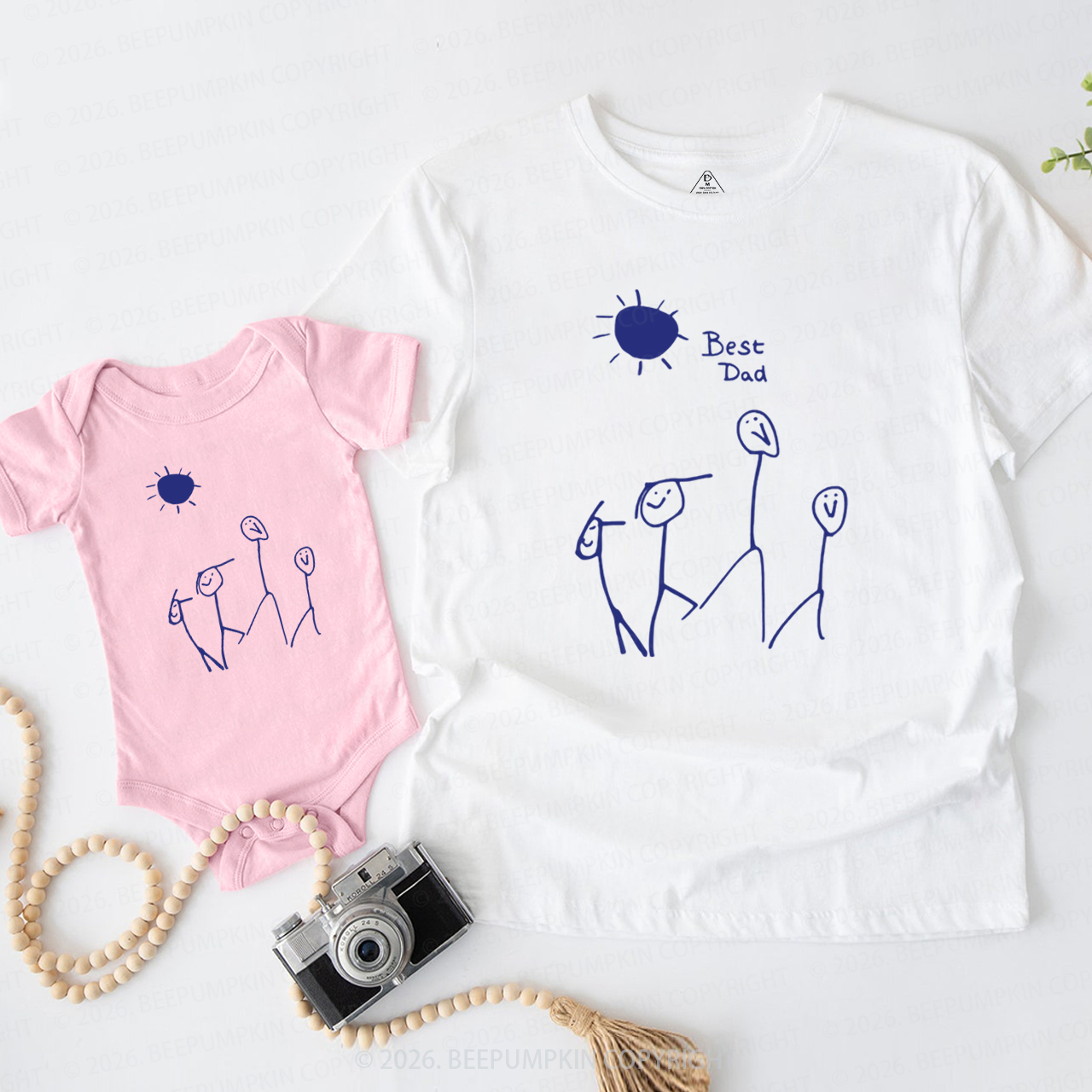 Personalized Kids Handwriting Drawing Dad&Me Matching Shirts